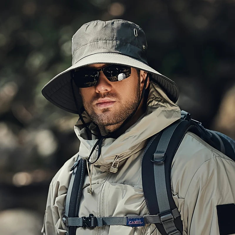 Men's Wide Brim Sun Hat Fisherman Hat Fishing Summer Outdoor Waterproof UV Protection Bucket Cap Riding Hiking Suncreen Sunhat
